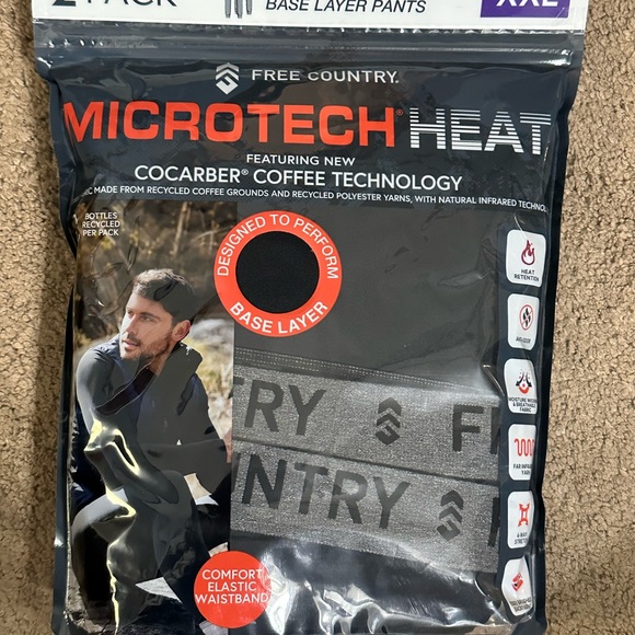 Free Country Men’s Base Layer Pants 2 Pack - Picture 1 of 3